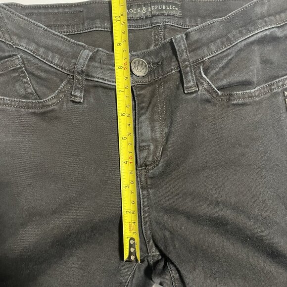 Rock & Republic Jeans Womens 8 Berlin Skinny Leg Stretch Black Denim Studded - Picture 10 of 11